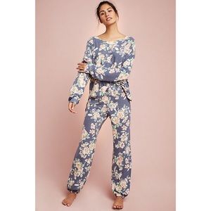 Anthropologie Floreat Brushed Fleece Pajama Set